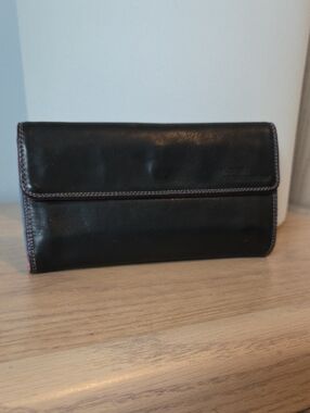 Derek Alexander Black Pink & Blue Leather Premium Fold Clutch Wallet